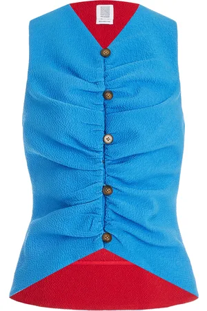 Rosie Assoulin All Buttoned Up Ruched Vest - - US 16 - Moda Operandi