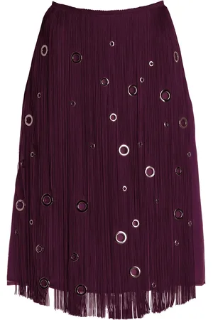 Prada Hand-Studded Fringe Midi Skirt - - IT 38 - Moda Operandi