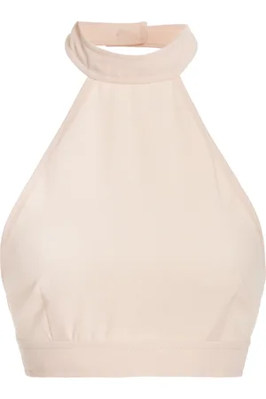 FRANCOISE Exclusive Camille Cropped Deadstock Crepe Halter Top - - FR 38 - Moda Operandi