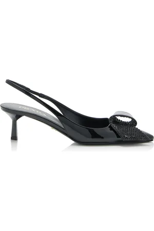Prada Crystal-Embellished Patent Leather Slingback Pumps - - IT 36 - Moda Operandi