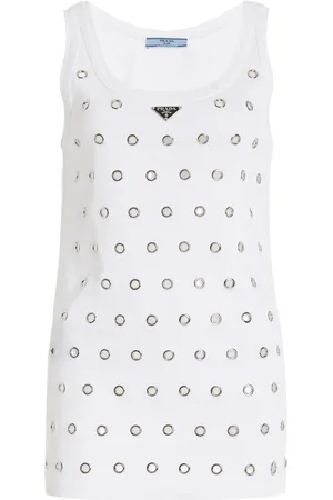 Prada Grommet-Detailed Cotton Tank Top - - IT 38 - Moda Operandi
