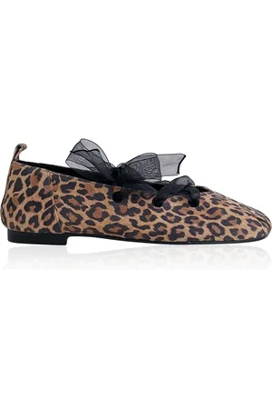 Reike Nen Ribbon-Detailed -Print Leather Flats - - IT 36 - Moda Operandi
