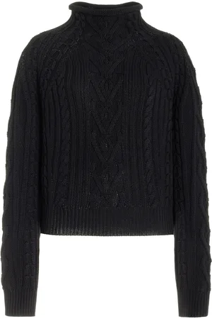 High Aran Cable-Knit Cotton Sweater - - XL - Moda Operandi