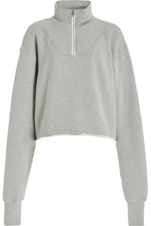 Les Tien Haley Cropped Half-Zip Cotton Sweatshirt - - L - Moda Operandi
