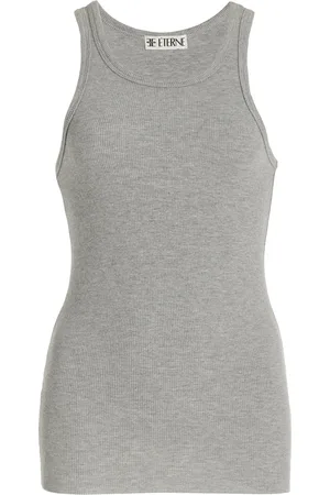 ÉTERNE High-Neck Fitted Jersey Tank Top - - M - Moda Operandi