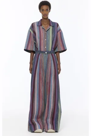 Marrakshi Life Mid-Rise Cotton Chambray Wide-Leg Pants - - M - Moda Operandi