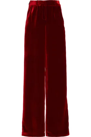 Sergio Hudson Mid-Rise Velvet Wide-Leg Pants - - US 4 - Moda Operandi