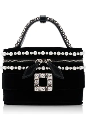 Roger Vivier Pearl-Embellished Velvet Vanity Micro Bag - - OS - Moda Operandi