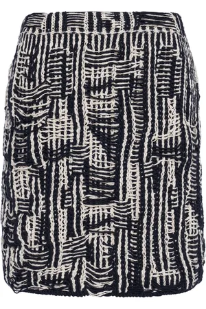 Bottega Veneta Cotton Intrecciato-Knit Mini Skirt - Black/white - XS - Moda Operandi
