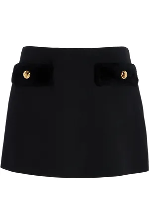 Prada Shearling-Trimmed Wool Mini Skirt - - IT 38 - Moda Operandi