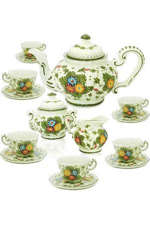 Moda Domus Fiorito by ; Hand-painted Ceramic Tea Service Set - - Moda Operandi