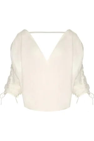 Andres Otalora Piropos Drawstring-Detailed Linen Top - - US 6 - Moda Operandi