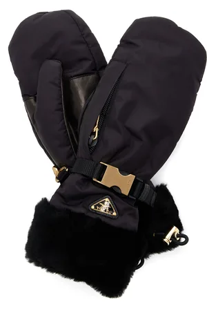 Prada Shearling-Lined Nylon Gloves - - 6 - Moda Operandi
