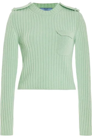 Prada Cropped Knit Cashmere Sweater - - IT 36 - Moda Operandi