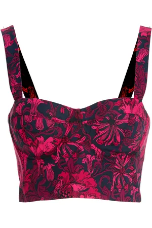 Cara Cara Claudine Printed Cotton-Poplin Cropped Top - - US 6 - Moda Operandi