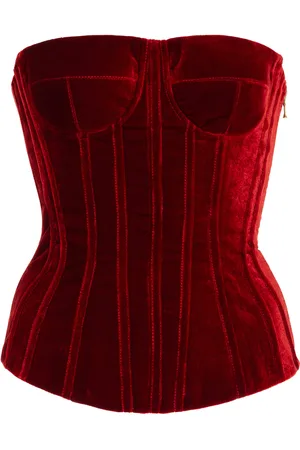 Sergio Hudson Strapless Velvet Corset Top - - US 4 - Moda Operandi