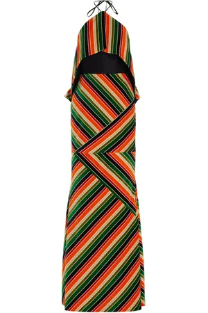 Rosie Assoulin Bullseye Striped Cotton Maxi Halter Dress - - US 2 - Moda Operandi