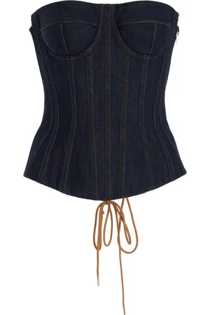 Sergio Hudson Strapless Cotton Denim Corset Top - - US 0 - Moda Operandi