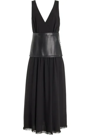 Proenza Schouler Crepe & Eco-Leather Combo Maxi Dress - - US 0 - Moda Operandi