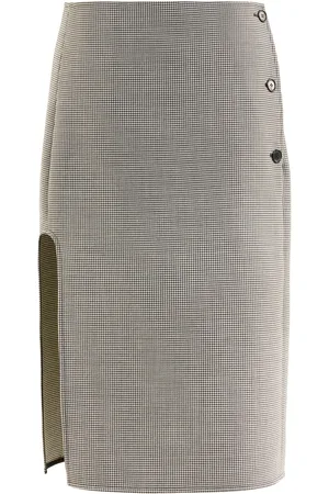 Courrèges Oblique Houndstooth Cotton Midi Skirt - - FR 34 - Moda Operandi