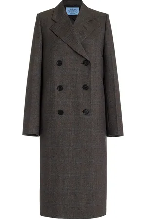 Prada Wool Mouliné Double-Breasted Coat - - IT 38 - Moda Operandi