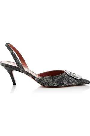 Amina Muaddi Camelia Denim Slingback Pumps - - IT 35 - Moda Operandi