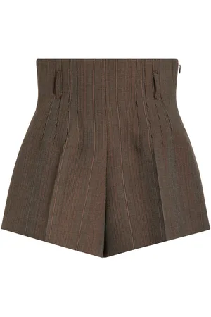 Prada Corset-Waist Wool Suiting Shorts - - IT 38 - Moda Operandi