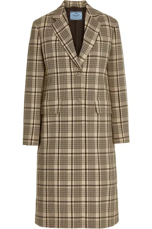Prada Double-Breasted Checked Wool Coat - - IT 38 - Moda Operandi