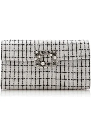 Roger Vivier Flower-Buckle Tweed Clutch - - OS - Moda Operandi