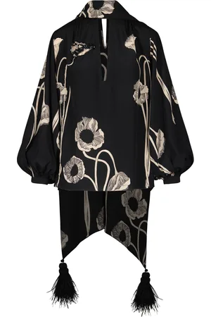 JOHANNA ORTIZ Papaver Somniferum Scarf-Neck Silk-Blend Top - - US 6 - Moda Operandi