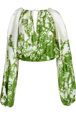 Silvia Tcherassi Elke Cropped Cold-Shoulder Stretch-Silk Top - - XS - Moda Operandi