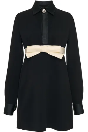 Giambattista Valli Bow-Detailed Crepe Collared Mini Dress - - IT 36 - Moda Operandi