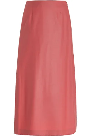 GABRIELA HEARST Defina Top-Stitched Wool-Silk Midi Skirt - - IT 36 - Moda Operandi