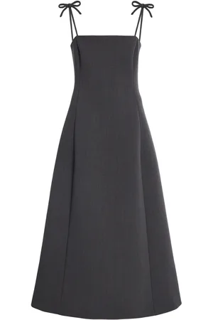VALENTINO GARAVANI Tie-Shoulder Wool Gabardine Midi Dress - - IT 38 - Moda Operandi