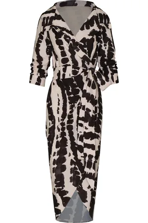 Andres Otalora Sagrado Printed Cotton Poplin Midi Wrap Dress - Black/white - XS - Moda Operandi