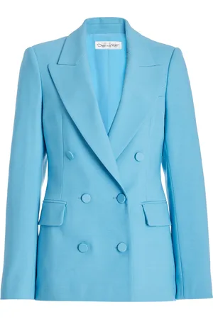 Oscar de la Renta Double-Breasted Wool Satin Tailoring Jacket - - US 16 - Moda Operandi