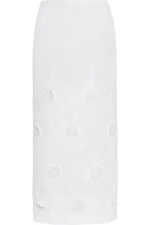 VALENTINO GARAVANI Lace Organza Midi Pencil Skirt - - IT 50 - Moda Operandi