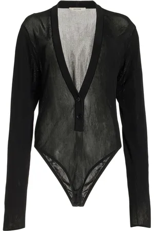 Nensi Dojaka Ribbed-Knit Cardigan Bodysuit - - M - Moda Operandi
