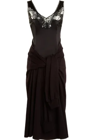 Balenciaga Hybrid Lace-Trimmed Silk Midi Slip Dress - - 1 - Moda Operandi