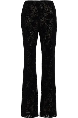 Oscar de la Renta Flocked Floral Lace Straight-Leg Pants - - US 0 - Moda Operandi