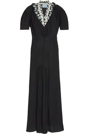 Prada Wool-Paneled Stretch-Crepe Maxi Dress - - IT 40 - Moda Operandi