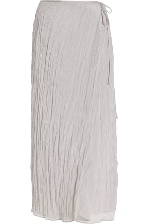 SIR Exclusive Ligera Crinkled-Satin Midi Wrap Skirt - - 0 - Moda Operandi
