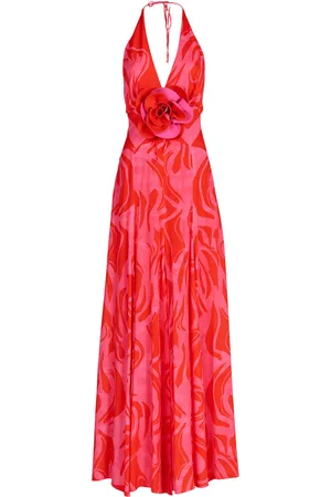Silvia Tcherassi Tawny Floral-Appliqué Halter Maxi Dress - - XS - Moda Operandi