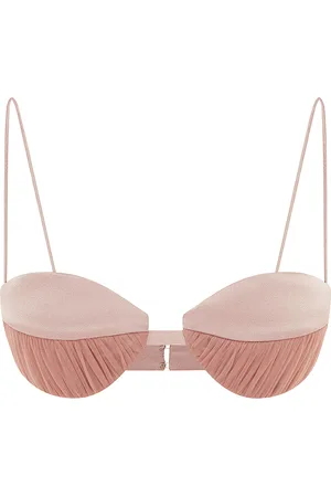 ALEX PERRY Ruched Mesh & Satin Crepe Bra Top - - UK 10 - Moda Operandi