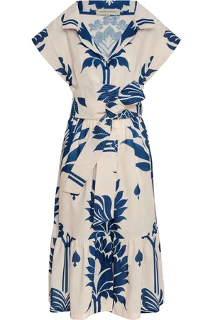 Andres Otalora Shareer Belted Linen Midi Dress - - S - Moda Operandi