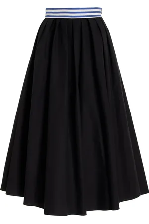 Rosie Assoulin Full Pleated Cotton Mid Skirt - - US 4 - Moda Operandi