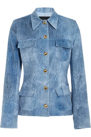 BRANDON MAXWELL The Gage Tailored Velvet Denim Jacket - - US 0 - Moda Operandi