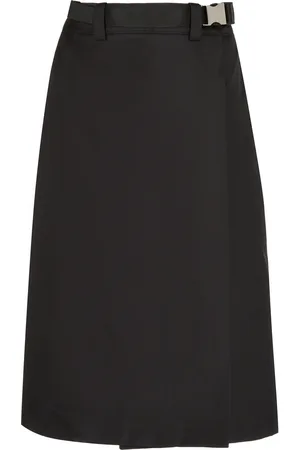 Prada Belted Gabardine Midi Skirt - - IT 36 - Moda Operandi