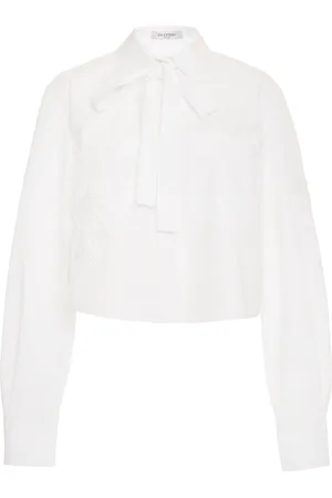 VALENTINO GARAVANI Embroidered Cropped Cotton Shirt - - IT 44 - Moda Operandi