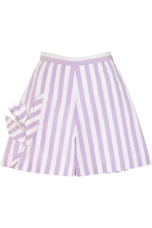 Oscar de la Renta Appliquéd Striped Cotton Shorts - - US 10 - Moda Operandi